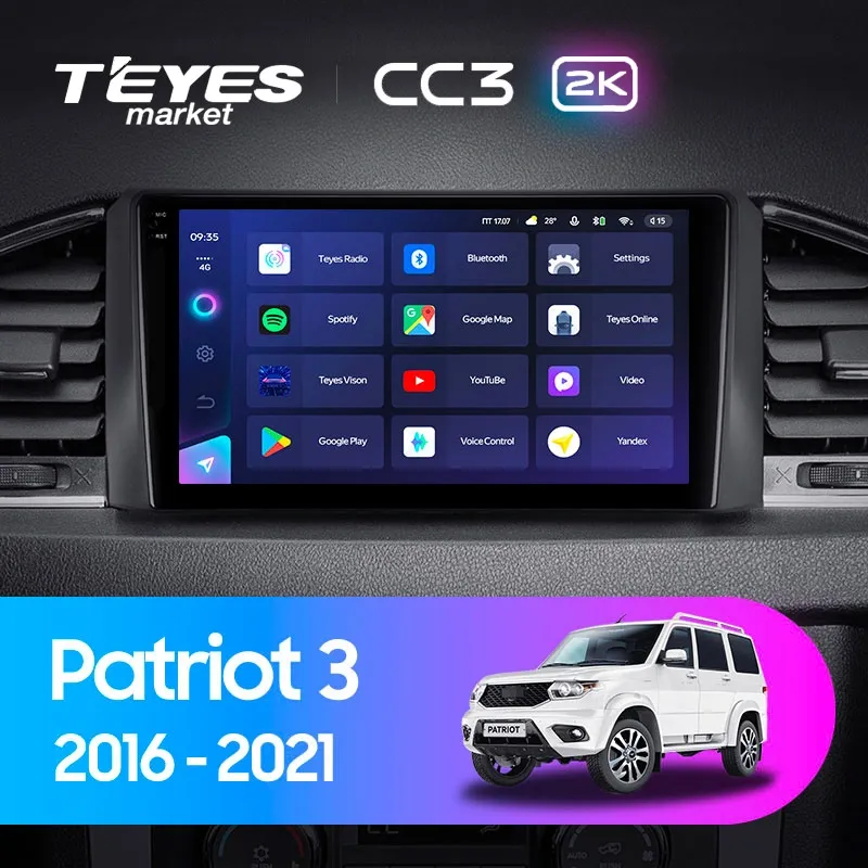 Комплект магнитолы TEYES CC3 2K 10.36" для УАЗ Patriot I рестайлинг 3 2016-2023