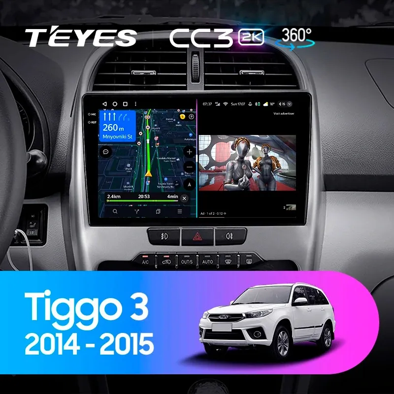 Комплект магнитолы TEYES CC3 2K 360 9.5" для Chery Tiggo 3 I 2014-2020