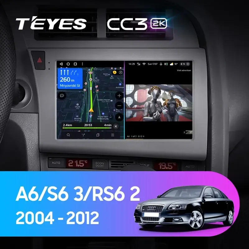 Комплект магнитолы TEYES CC3 2K 9.5" для Audi A6 С6 2004-2011