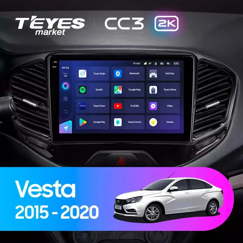 Комплект магнитолы TEYES CC3 2K 9.5" для ВАЗ (LADA) Priora I рестайлинг 2013-2018