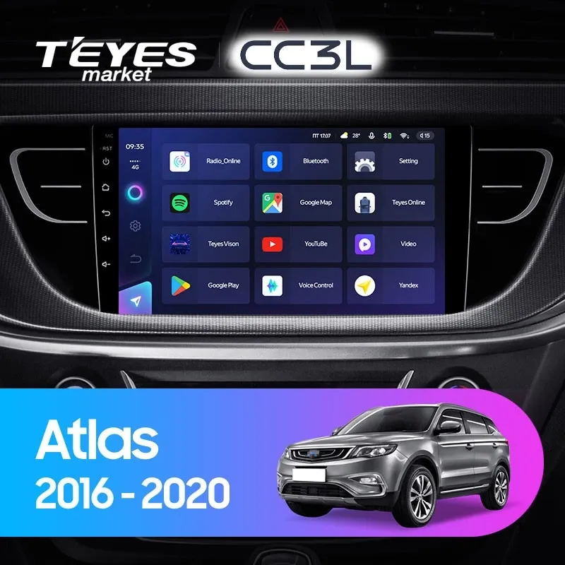 Комплект магнитолы TEYES CC3L 9.0" для Geely Atlas