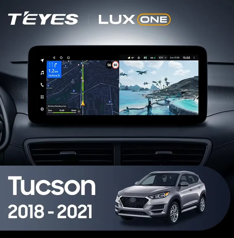 ШГУ Teyes LUX ONE 6/128 GB Hyundai Tucson 2018-2021 (1din), 12,3" - фото