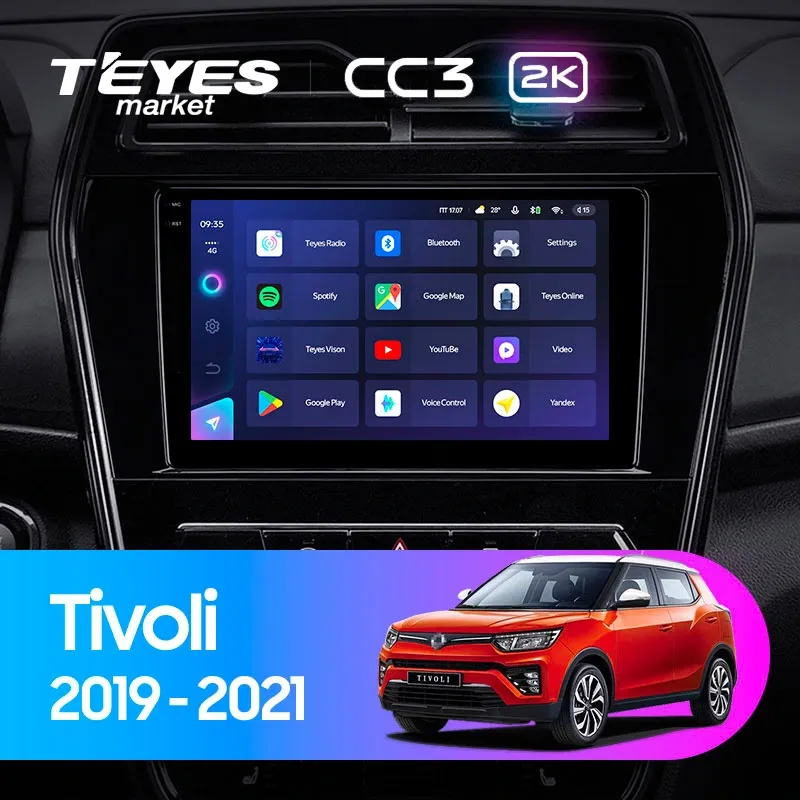 Комплект магнитолы TEYES CC3 2K 9.5" для SsangYong Tivoli 2019-2021