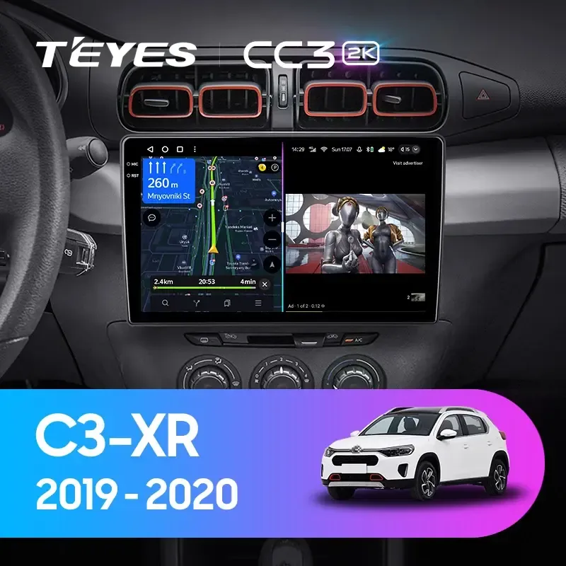 Комплект магнитолы TEYES CC3 2K 10.36" для Citroen C3 Aircross I рестайлинг 2021-2023