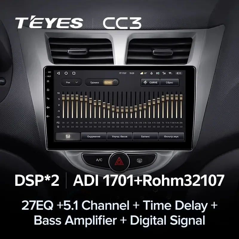 Комплект магнитолы TEYES CC3L 10.2" для Hyundai Solaris