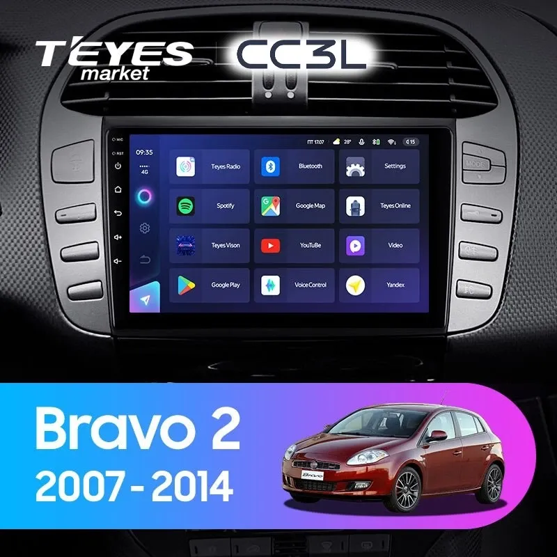 Комплект магнитолы TEYES CC3L 9.0" для FIAT Bravo