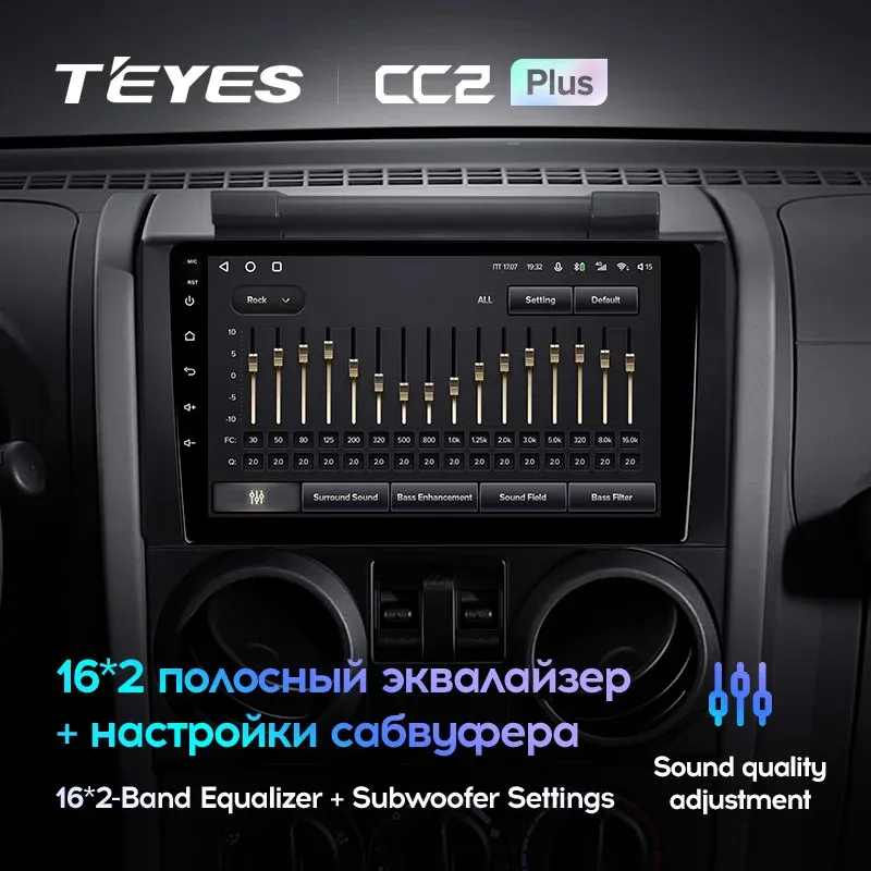 Комплект магнитолы TEYES CC2 Plus 9.0" для Jeep Wrangler III 2007-2018