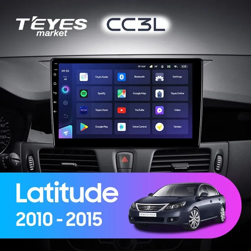 Комплект магнитолы TEYES CC3L 10.2" для Renault Latitude