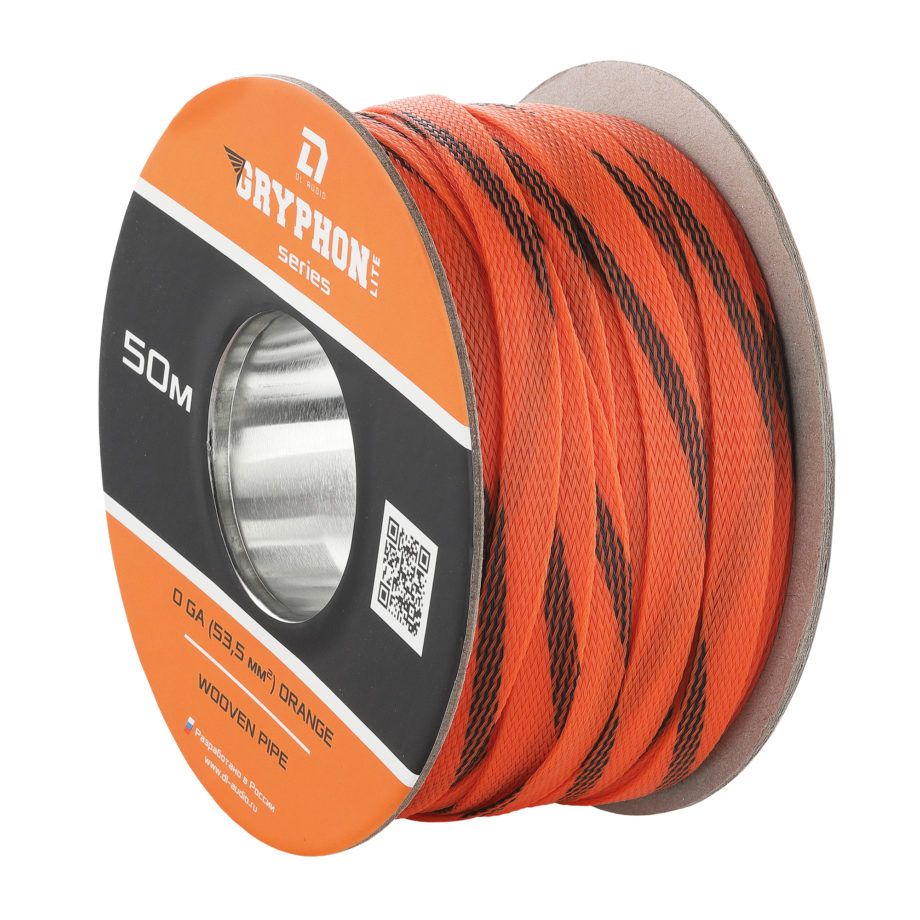 Защитная кабельная оплетка DL Audio Wooven pipe 0 Ga Orange (1б-50м) (1м) - фото
