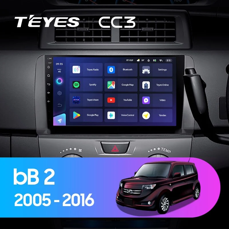 Комплект магнитолы TEYES CC3 10.2" для Toyota bB II 2005-2016