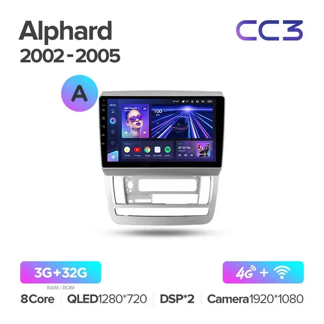 Комплект магнитолы TEYES CC3 9.0" для Toyota Alphard I 2002-2005