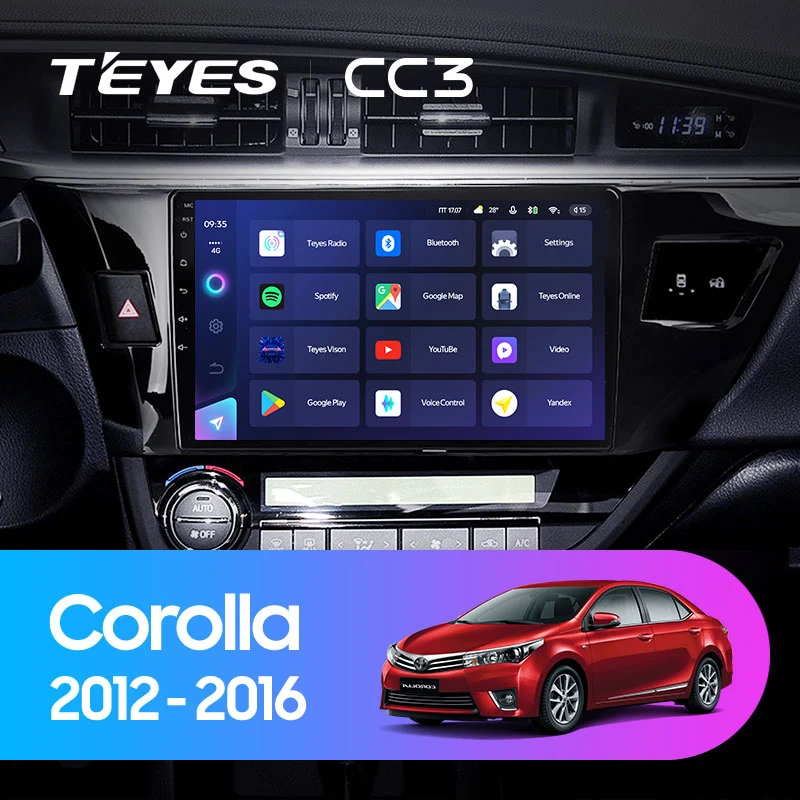 Комплект магнитолы TEYES CC3 10.2" для Toyota Corolla XI 2012-2016