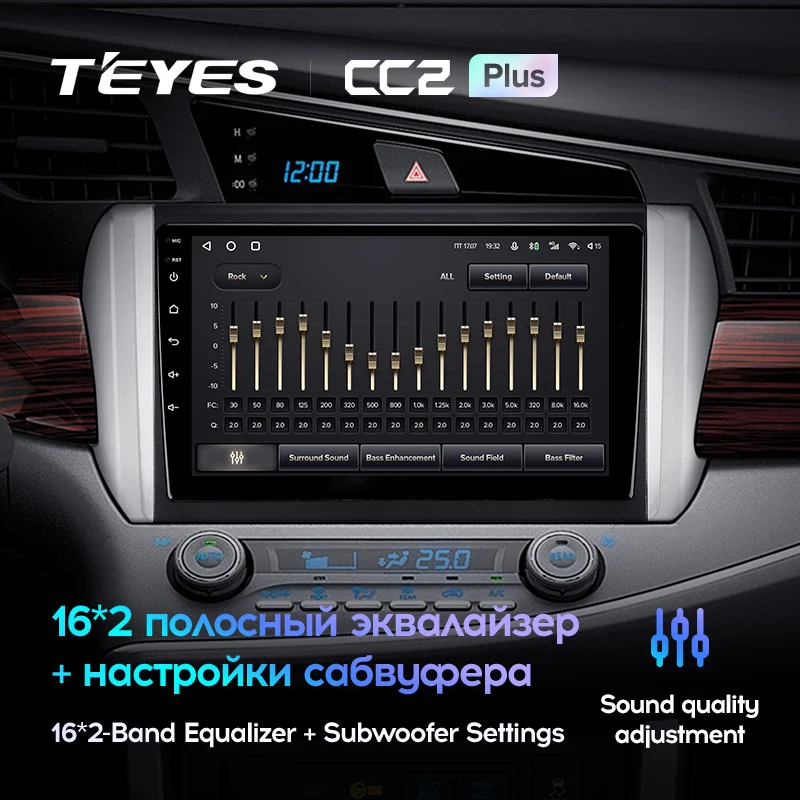 Комплект магнитолы TEYES CC2 Plus 9.0" для Toyota Innova II 2015-2023