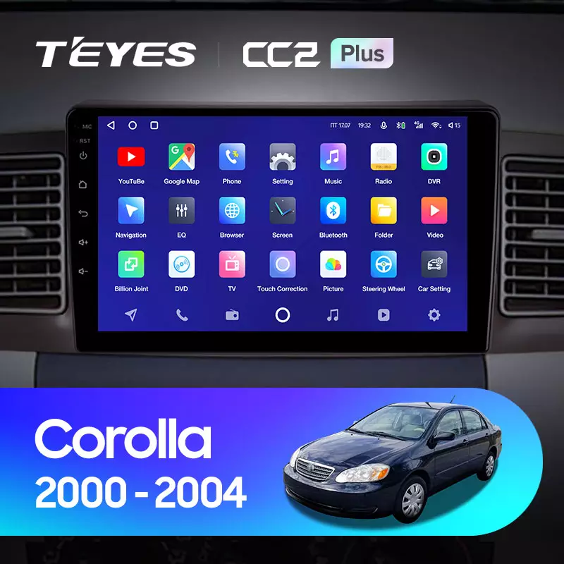 Комплект магнитолы TEYES CC2 Plus 9.0" для Toyota Corolla IX 2000-2004