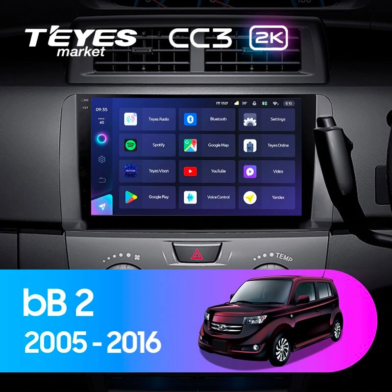 Комплект магнитолы TEYES CC3 2K 10.36" для Toyota bB II 2005-2016