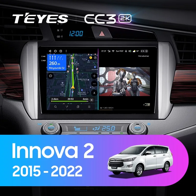 Комплект магнитолы TEYES CC3 2K 9.5" для Toyota Innova II 2015-2023