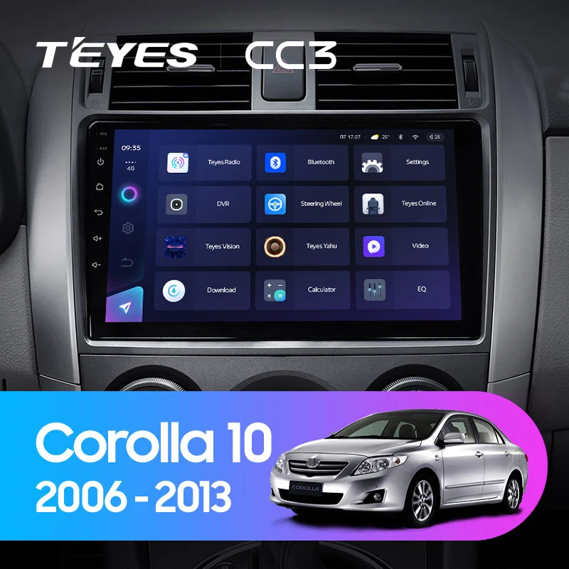 Комплект магнитолы TEYES CC3 9.0" для Toyota Corolla X 2006-2013