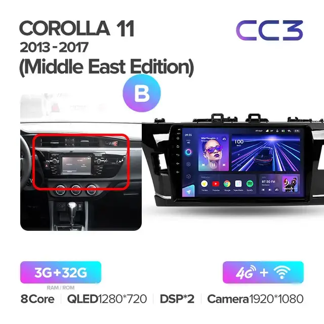 Комплект магнитолы TEYES CC3 10.2" для Toyota Corolla XI рестайлинг 2015-2019