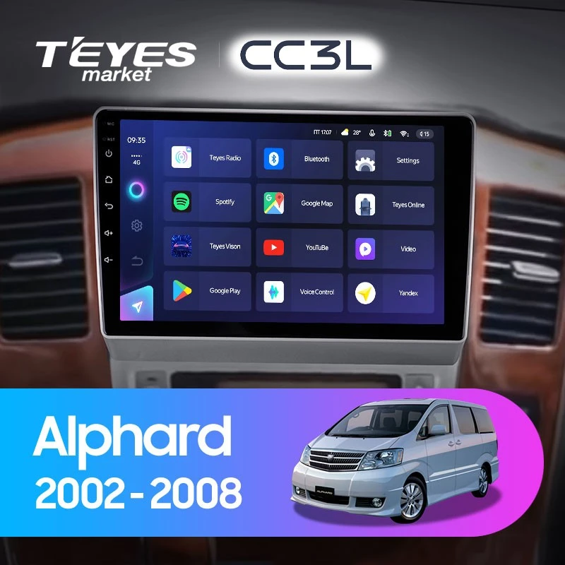 Комплект магнитолы TEYES CC3L 9.0" для Toyota Alphard