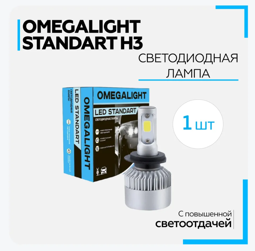 Лампа LED Omegalight Standart H3 2400Lm (1шт) - фото
