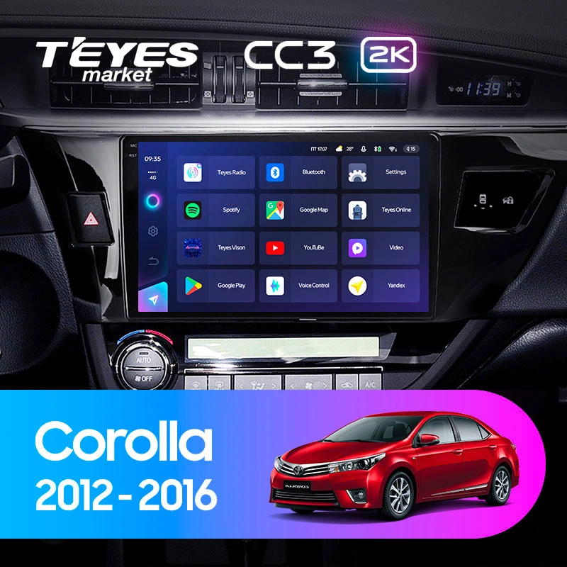 Магнитола CC3 2K 10.36" для Toyota Corolla XI 2012-2016