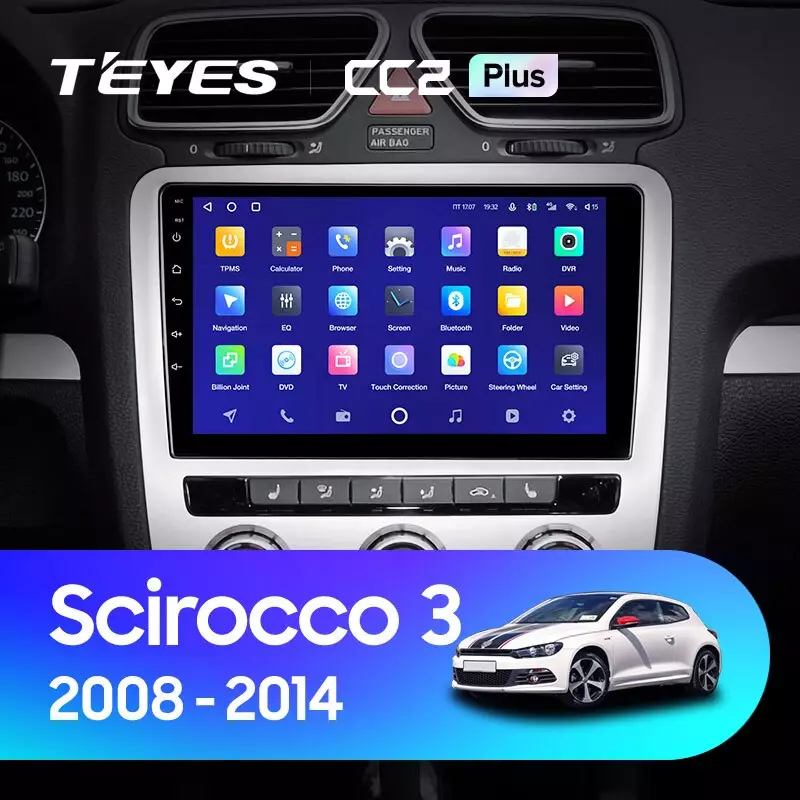 Комплект магнитолы TEYES CC2 Plus 9.0" для Volkswagen Scirocco III 2008-2014