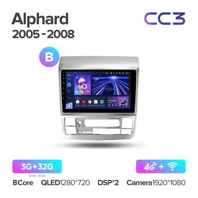 Комплект магнитолы TEYES CC3 9.0" для Toyota Alphard I 2002-2005