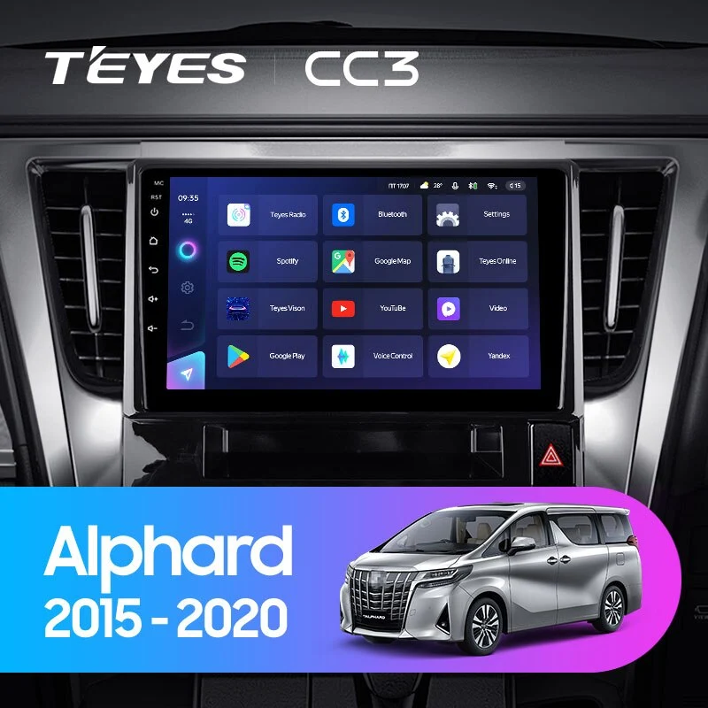 Комплект магнитолы TEYES CC3 10.2" для Toyota Alphard III 2015-2023