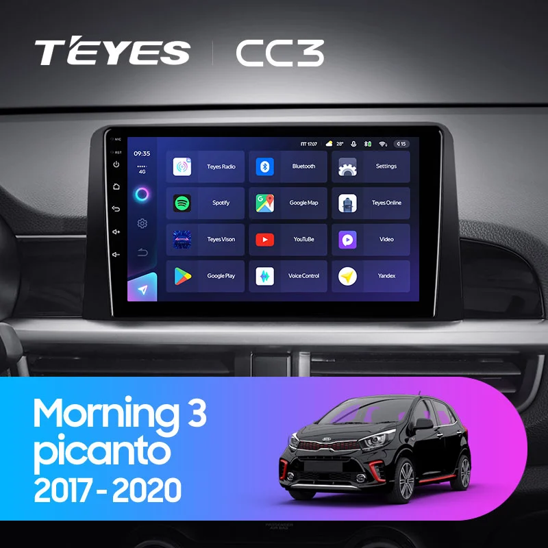 Комплект магнитолы TEYES CC3 9.0" для Kia Morning III 2017-2023