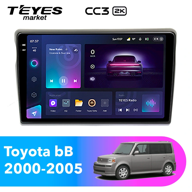 Комплект магнитолы TEYES CC3 2K 9.5" для Toyota bB I 2000-2005