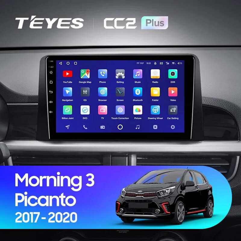 Комплект магнитолы TEYES CC2 Plus 9.0" для Kia Morning III 2017-2023