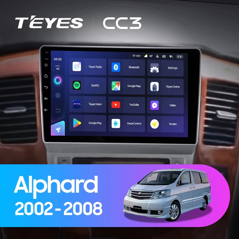 Комплект магнитолы TEYES CC3 9.0" для Toyota Alphard I рестайлинг 2005-2008