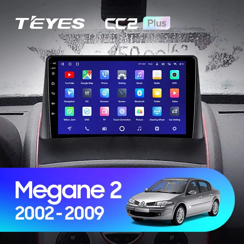 Комплект магнитолы TEYES CC2 Plus 9.0" для Renault Megane II 2002-2009
