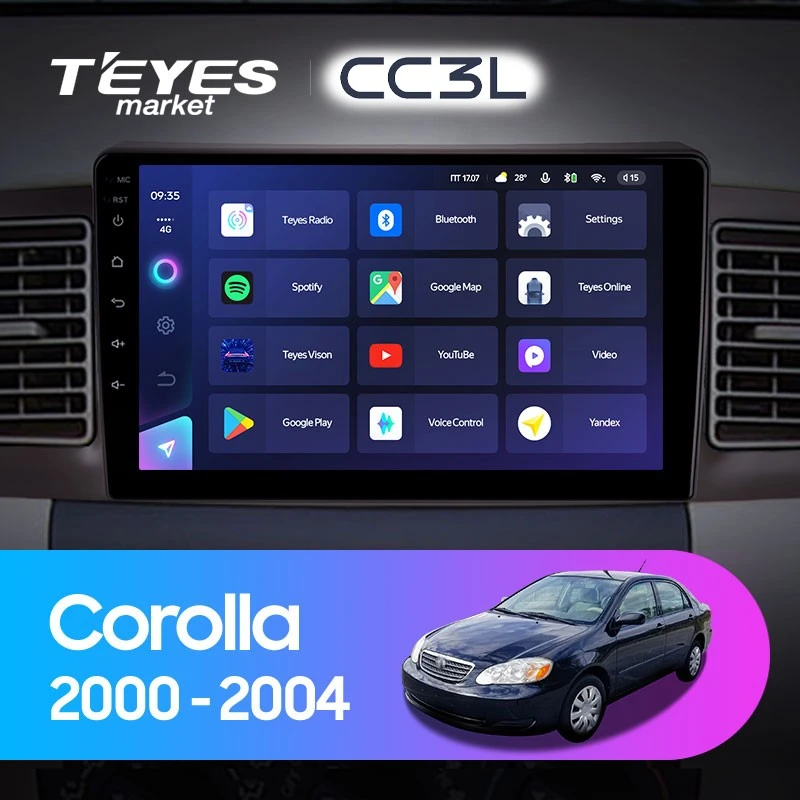 Комплект магнитолы TEYES CC3L 9.0" для Toyota Corolla