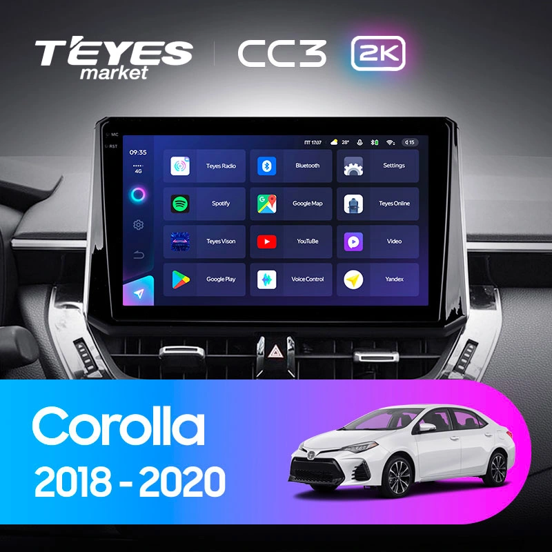 Комплект магнитолы TEYES CC3 2K 10.36" для Toyota Corolla XII 2018-2023