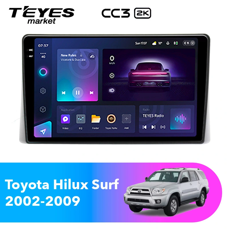 Комплект магнитолы TEYES CC3 2K 9.5" для Toyota Hilux Surf IV 2002-2009
