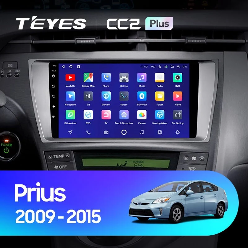 Комплект магнитолы TEYES CC2 Plus 9.0" для Toyota Prius III 2009-2015