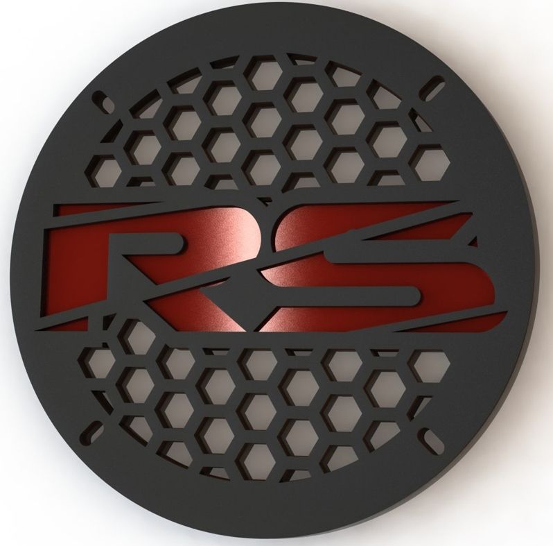 Защитная сетка (гриль) RS 8" Black/Red (надпись) - фото