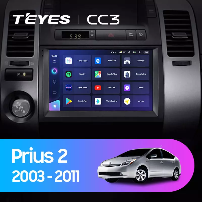 Комплект магнитолы TEYES CC3 9.0" для Toyota Prius II 2003-2011