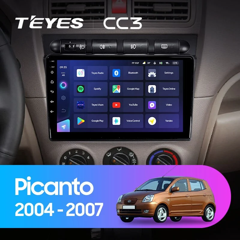 Комплект магнитолы TEYES CC3 9.0" для Kia Morning I 2004-2007