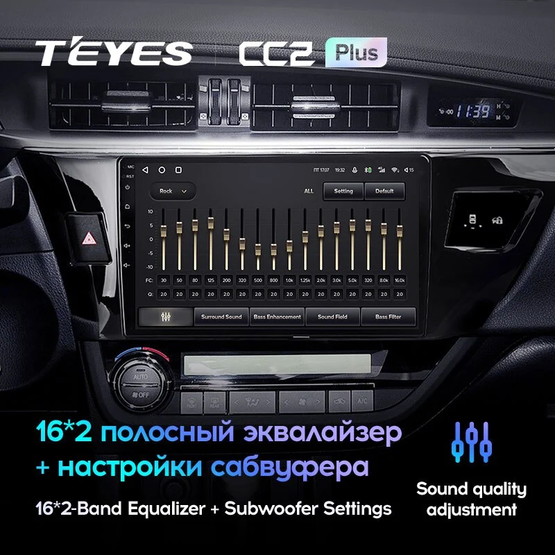 Комплект магнитолы TEYES CC2 Plus 10.2" для Toyota Corolla XI 2012-2016