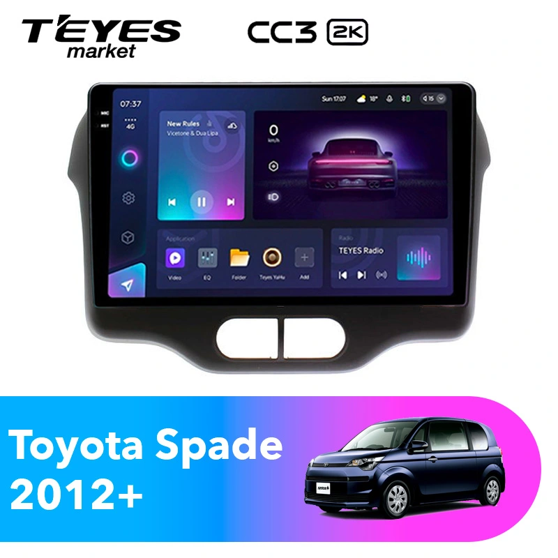 Комплект магнитолы TEYES CC3 2K 9.5" для Toyota Spade I 2012-2023