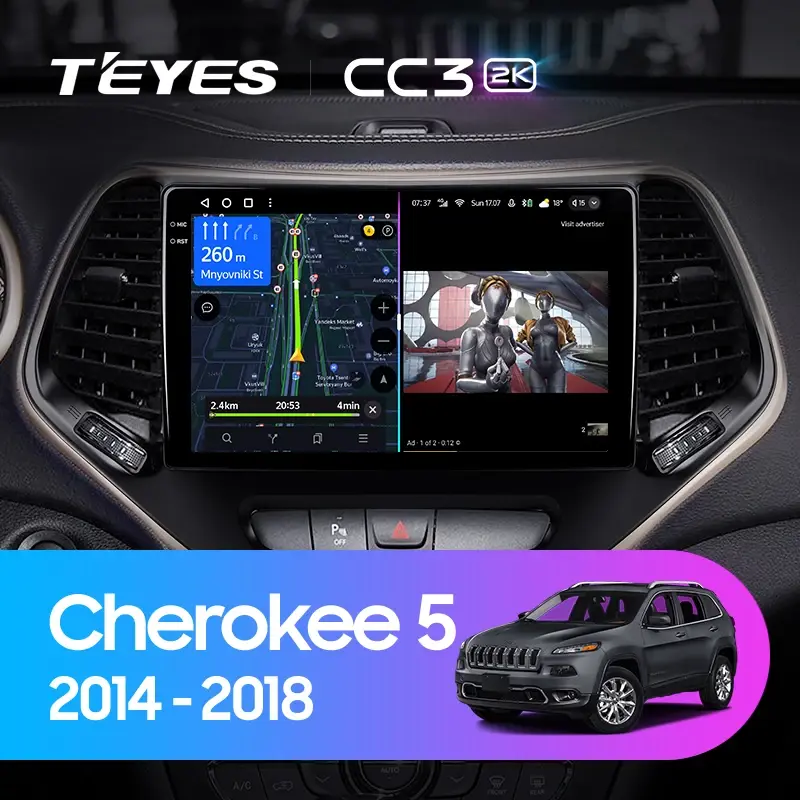 Комплект магнитолы TEYES CC3 2K 10.36" для Jeep Cherokee V 2013-2018
