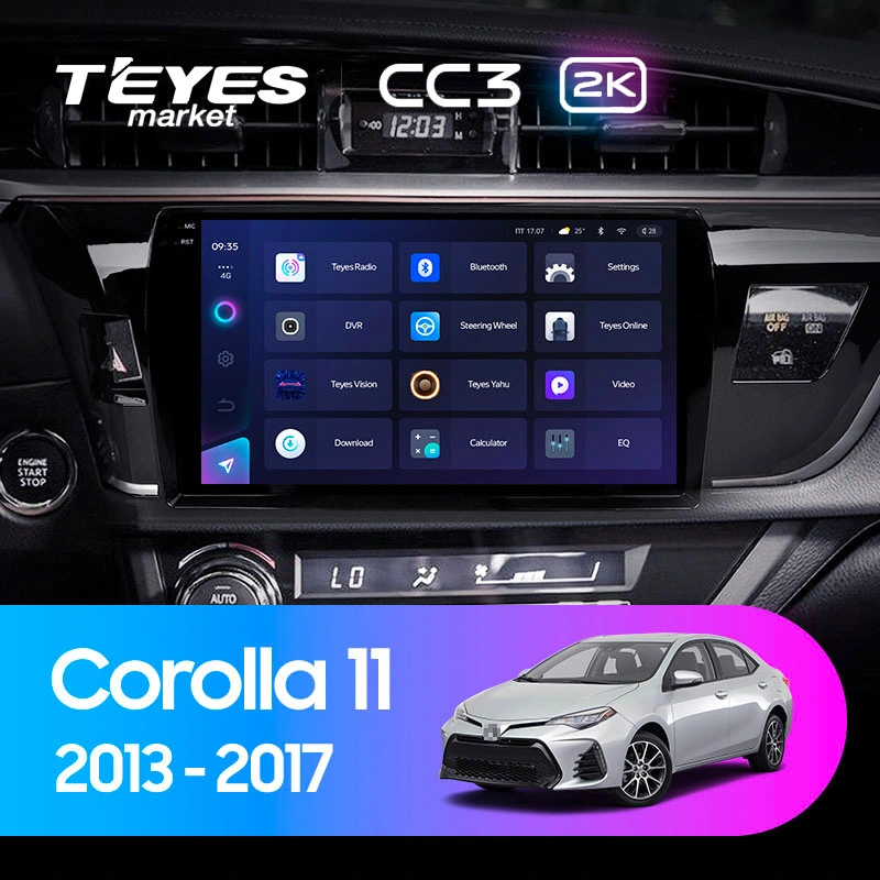 Комплект магнитолы TEYES CC3 2K 10.36" для Toyota Corolla XI 2012-2016