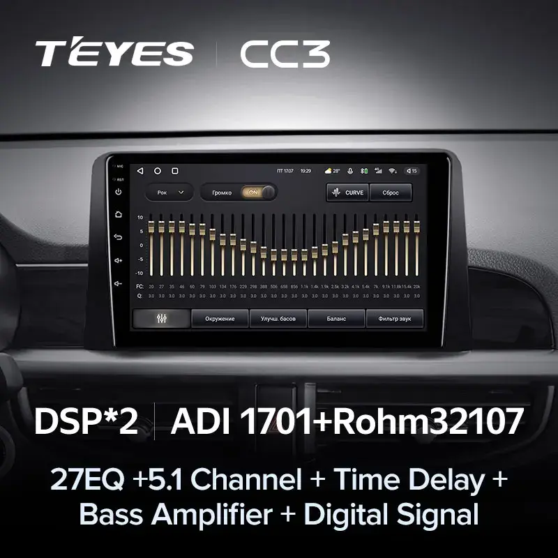 Комплект магнитолы TEYES CC3 9.0" для Kia Morning III 2017-2023
