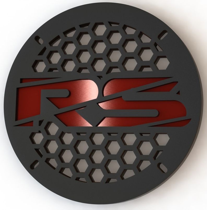 Защитная сетка (гриль) RS 10" Black/Red (надпись) - фото