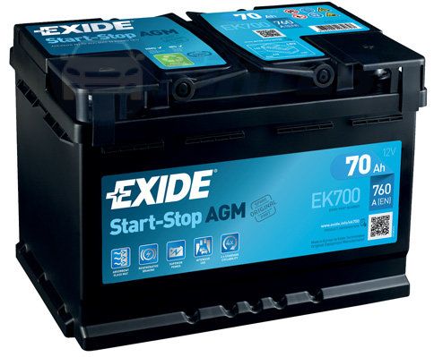 Аккумулятор EXIDE EK700 70Ah 760A - фото