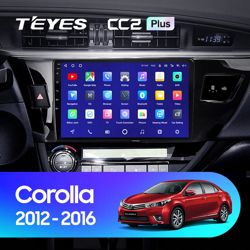 Комплект магнитолы TEYES CC2 Plus 10.2" для Toyota Corolla XI 2012-2016