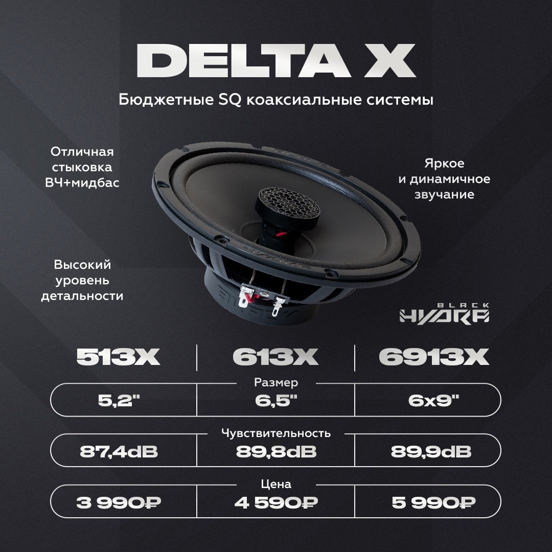 Акустика коаксиальная Black Hydra Delta 613X - фото