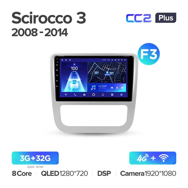 Комплект магнитолы TEYES CC2 Plus 9.0" для Volkswagen Scirocco III 2008-2014